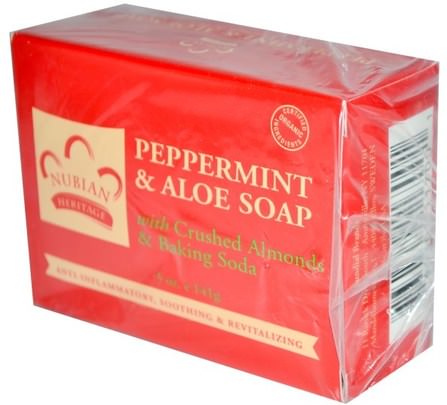 Peppermint & Aloe Soap, 5 oz (141 g) by Nubian Heritage, 洗澡，美容，肥皂 HK 香港