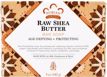 Raw Shea Butter Soap, Age-Defying & Protecting, 5 oz (142 g) by Nubian Heritage, 洗澡，美容，肥皂，乳木果油 HK 香港