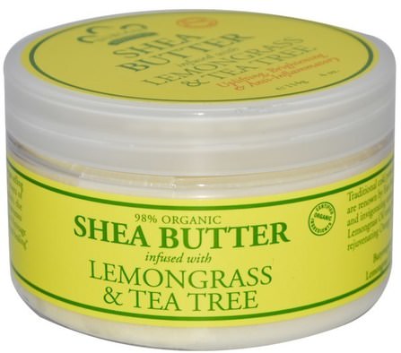 Shea Butter, Infused with Lemongrass & Tea Tree, 4 oz (114 g) by Nubian Heritage, 洗澡，美容，乳木果油 HK 香港
