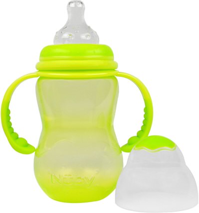Non-Drip Wide Neck Anti-Colic Air System, 3 + Months, 10 oz (300 ml) by Nuby, 兒童健康，嬰兒餵養，吸管杯 HK 香港