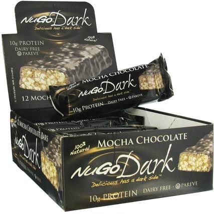 Organic Protein Bars, Dark Mocha Chocolate, 12 Bars, 1.76 oz (50 g) Each by NuGo Nutrition, 運動，蛋白質棒 HK 香港