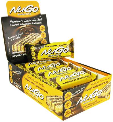 Nutrition To Go, Peanut Butter Chocolate Bars, 15 Bars, 1.76 oz (50 g) Each by NuGo Nutrition, 運動，蛋白質棒 HK 香港