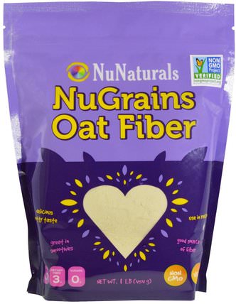 NuGrains, Oat Fiber, 1 lb (454 g) by NuNaturals, 補充劑，纖維 HK 香港