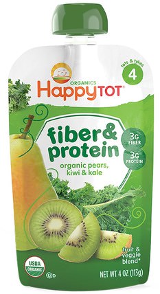 Happy Tot, Fiber & Protein, Organic Pears, Kiwi & Kale, Stage 4, 4 oz (113 g) by Nurture (Happy Baby), 兒童健康，兒童食品 HK 香港