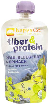 Happytot, Organic Superfoods, Fiber & Protein, Pear, Blue Blueberry & Spinach, 4 oz (113 g) by Nurture (Happy Baby), 兒童健康，嬰兒餵養，食物，兒童食品 HK 香港