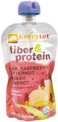Happytot, Organic Superfoods, Fiber & Protein, Pear, Raspberry, Butternut Squash & Carrot, 4 oz (113 g) by Nurture (Happy Baby), 兒童健康，嬰兒餵養，食物，兒童食品 HK 香港