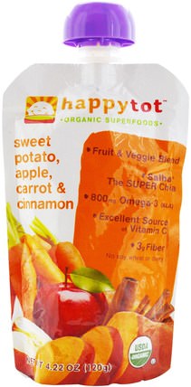 Happytot, Organic Superfoods, Sweet Potato, Apple, Carrot & Cinnamon, 4.22 oz (120 g) by Nurture (Happy Baby), 兒童健康，嬰兒餵養，食物，兒童食品 HK 香港