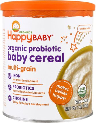 Organic Probiotic Baby Cereal, Multi-Grain, 7 oz (198 g) by Nurture (Happy Baby), 兒童健康，嬰兒餵養，嬰兒穀物 HK 香港