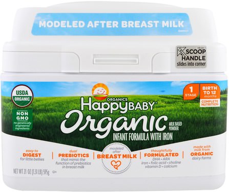 Organics Happy Baby, Infant Formula With Iron, Stage 1, Birth to 12 Months, 21 oz (595 g) by Nurture (Happy Baby), 兒童健康，嬰兒配方奶粉和奶粉，有機配方 HK 香港