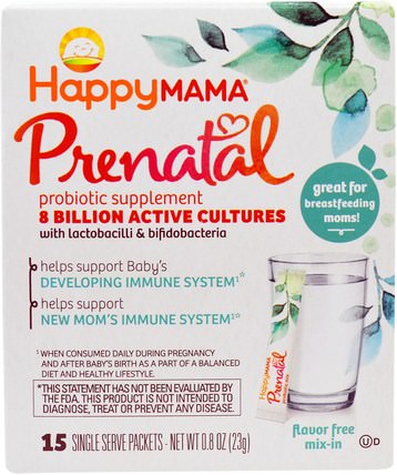 Prenatal, Probiotic Supplement, Flavor Free, 15 Single Serve Packets - 0.8 oz (23 g) by Nurture (Happy Baby), 兒童健康，兒童食品，產前多種維生素 HK 香港