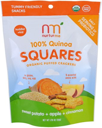 100% Quinoa Squares, Toddler + Kid, Sweet Potato + Apple + Cinnamon, 1.76 oz (50 g) by NurturMe, 兒童健康，兒童食品 HK 香港