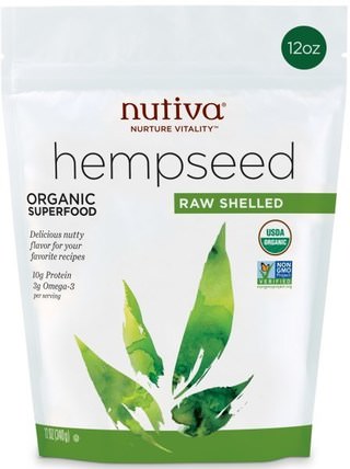 Hempseed, Organic Superfood, Raw Shelled, 12 oz (340 g) by Nutiva, 補充劑，efa omega 3 6 9（epa dha），大麻製品，去殼大麻種子 HK 香港