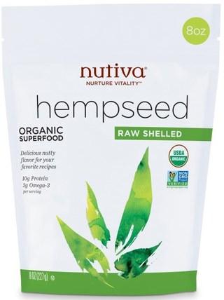 Hempseed, Organic Superfood, Raw Shelled, 8 oz (227 g) by Nutiva, 補充劑，efa omega 3 6 9（epa dha），大麻製品，去殼大麻種子 HK 香港