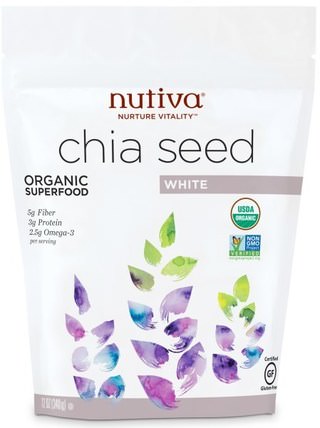 Nutiva, Organic Superfood, Chia Seed, White, 12 oz (340 g) by Nutiva, 補充劑，efa omega 3 6 9（epa dha），正大種子，nutiva chia種子 HK 香港