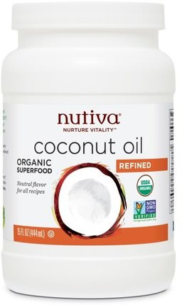 Organic Coconut Oil, Refined, 15 fl oz (444 ml) by Nutiva, 食物，椰子油，nutiva椰子油 HK 香港