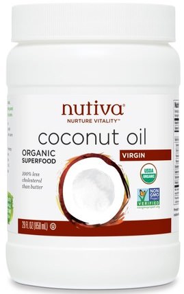 Organic Coconut Oil, Virgin, 29 fl oz (858 ml) by Nutiva, 食物，椰子油，食用油酒和醋 HK 香港