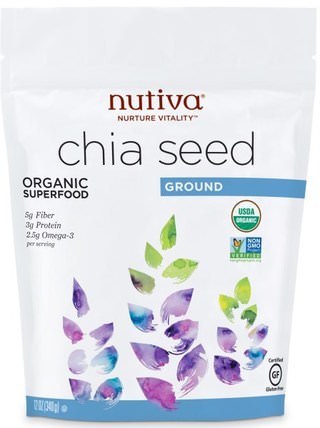 Organic Ground Chia Seed, 12 oz (340 g) by Nutiva, 補充劑，efa omega 3 6 9（epa dha），正大種子，nutiva chia種子 HK 香港