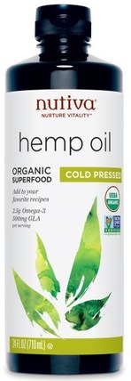 Organic Hemp Oil, Cold Pressed, 24 fl oz (710 ml) by Nutiva, 補充劑，efa omega 3 6 9（epa dha），大麻製品，大麻籽油 HK 香港