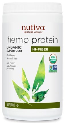 Organic Superfood, Hemp Protein, Hi-Fiber, 16 oz (454 g) by Nutiva, 補充劑，efa omega 3 6 9（epa dha），大麻製品，大麻蛋白粉 HK 香港