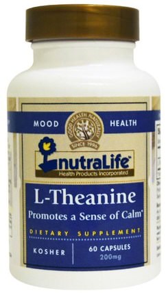 L-Theanine, 200 mg, 60 Capsules by NutraLife, 補充劑，茶氨酸，健康，情緒 HK 香港