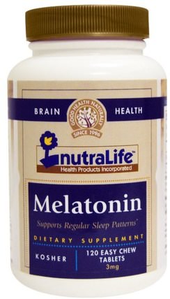Melatonin, 3 mg, 120 Easy Chew Tablets by NutraLife, 補充劑，褪黑激素 HK 香港