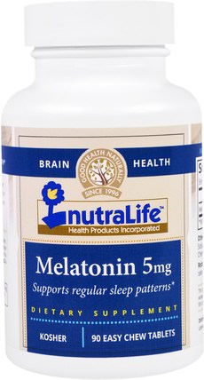 Melatonin, 5 mg, 90 Easy Chew Tablets by NutraLife, 補充劑，睡眠，褪黑激素 HK 香港