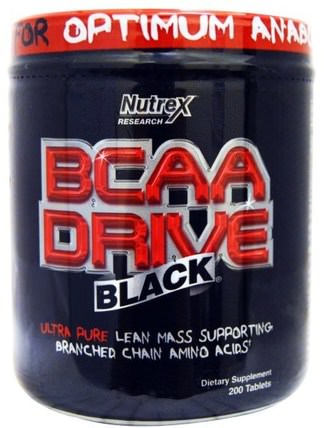 BCAA Drive Black, 200 Tablets by Nutrex Research Labs, 補充劑，氨基酸，bcaa（支鏈氨基酸） HK 香港