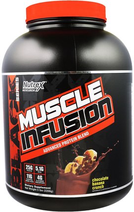 Black Series, Muscle Infusion Advanced Protein Blend, Chocolate Banana Crunch, 5 lbs (2268 g) by Nutrex Research Labs, 補充劑，蛋白質，運動，肌肉 HK 香港
