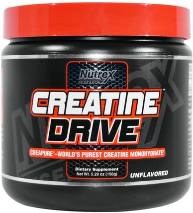 Creatine Drive, Creatine Monohydrate, Unflavored, 5.29 oz (150 g) by Nutrex Research Labs, 運動，肌酸粉，肌肉 HK 香港