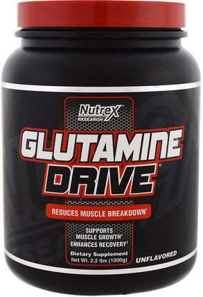 Glutamine Drive, Unflavored, 2.2 lbs (1000 g) by Nutrex Research Labs, 補充劑，氨基酸，l谷氨酰胺粉末 HK 香港