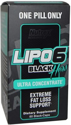 Lipo 6 Black Hers, Ultra Concentrate, 60 Black-Caps by Nutrex Research Labs, 運動，女性運動產品，減肥，飲食，脂肪燃燒器 HK 香港