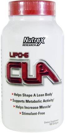 Lipo-6 CLA, 180 Softgels by Nutrex Research Labs, 減肥，飲食，cla（共軛亞油酸），運動，肌肉 HK 香港