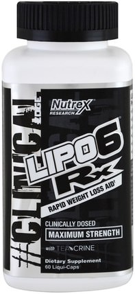 Lipo-6 Rx, Rapid Weight Loss Aid, Maximum Strength, 60 Liqui-Caps by Nutrex Research Labs, 減肥，飲食，運動 HK 香港
