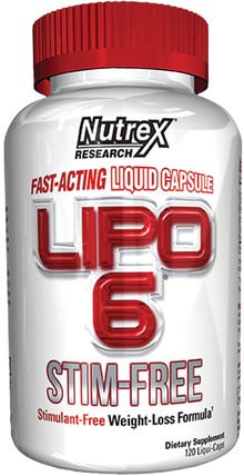 Lipo 6. Stim-Free, 120 Liqui-Caps by Nutrex Research Labs, 減肥，飲食 HK 香港