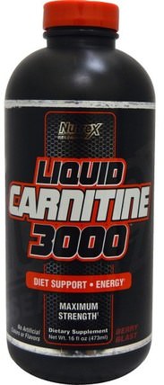 Liquid Carnitine 3000, Berry Blast, 16 fl oz (473 ml) by Nutrex Research Labs, 健康，能量，補品，左旋肉鹼液 HK 香港