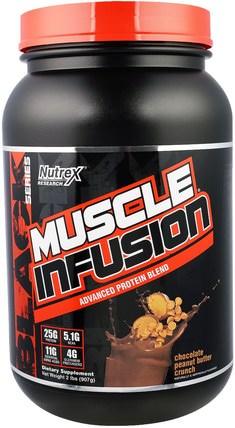 Muscle Infusion, Advanced Protein Blend, Chocolate Peanut Butter Crunch, 2 lbs (907 g) by Nutrex Research Labs, 補充劑，蛋白質，運動，肌肉 HK 香港