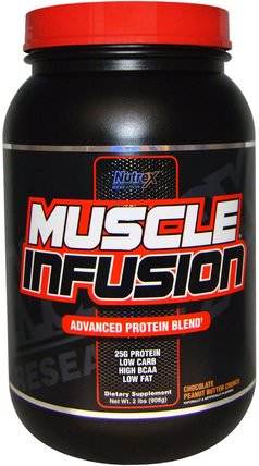 Muscle Infusion, Advanced Protein Blend, Chocolate Peanut Butter Crunch, 2 lbs (908 g) by Nutrex Research Labs, 補充劑，蛋白質，運動，肌肉 HK 香港