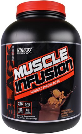 Muscle Infusion, Advanced Protein Blend, Chocolate Peanut Butter Crunch, 5 lbs (2268 g) by Nutrex Research Labs, 補充劑，蛋白質，運動，肌肉 HK 香港