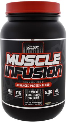 Muscle Infusion, Advanced Protein Blend, Vanilla, 2 lbs (907 g) by Nutrex Research Labs, 補充劑，蛋白質，運動，肌肉 HK 香港