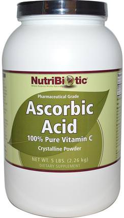 Ascorbic Acid, 100% Pure Vitamin C, Crystalline Powder, 5 lbs (2.26 kg) by NutriBiotic, 維生素，維生素C，維生素C粉和晶體，維生素C抗壞血酸 HK 香港