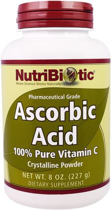 Ascorbic Acid, 100% Pure Vitamin C Crystalline Powder, 8 oz (227 g) by NutriBiotic, 健康 HK 香港