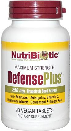 DefensePlus, 250 mg Grapefruit Seed Extract, 90 Vegan Tablets by NutriBiotic, 補充劑，葡萄柚籽提取物 HK 香港