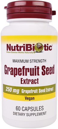 Grapefruit Seed Extract, 250 mg, 60 Capsules by NutriBiotic, 補充劑，葡萄柚籽提取物 HK 香港