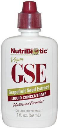 GSE Liquid Concentrate, Grapefruit Seed Extract, 2 fl oz (59 ml) by NutriBiotic, 補充劑，葡萄柚籽提取物 HK 香港