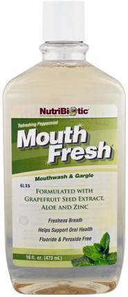 Mouth Fresh, Mouthwash & Gargle, Refreshing Peppermint, 16 fl oz (473 ml) by NutriBiotic, 洗澡，美容，口腔牙齒護理，漱口水 HK 香港