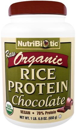 Organic Raw Rice Protein, Chocolate, 6.9 oz (650 g) by NutriBiotic, 補充劑，蛋白質，大米蛋白粉 HK 香港