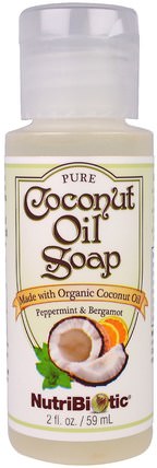 Pure Coconut Oil Soap, Peppermint & Bergamot, 2 fl oz (59 ml) by NutriBiotic, 洗澡，美容，肥皂，沐浴露 HK 香港