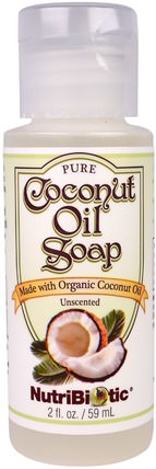 Pure Coconut Oil Soap, Unscented, 2 fl oz (59 ml) by NutriBiotic, 洗澡，美容，肥皂，沐浴露 HK 香港