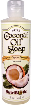 Pure Coconut Oil Soap, Unscented, 8 fl oz (236 ml) by NutriBiotic, 洗澡，美容，肥皂，沐浴露 HK 香港