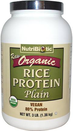 Raw Organic Rice Protein, Plain, 3 lbs (1.36 kg) by NutriBiotic, 補充劑，蛋白質，大米蛋白粉 HK 香港